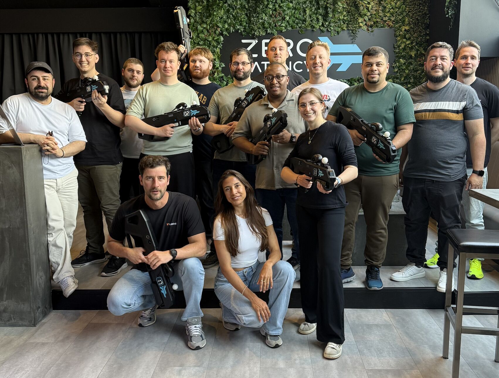 NetBird team playing laser tag